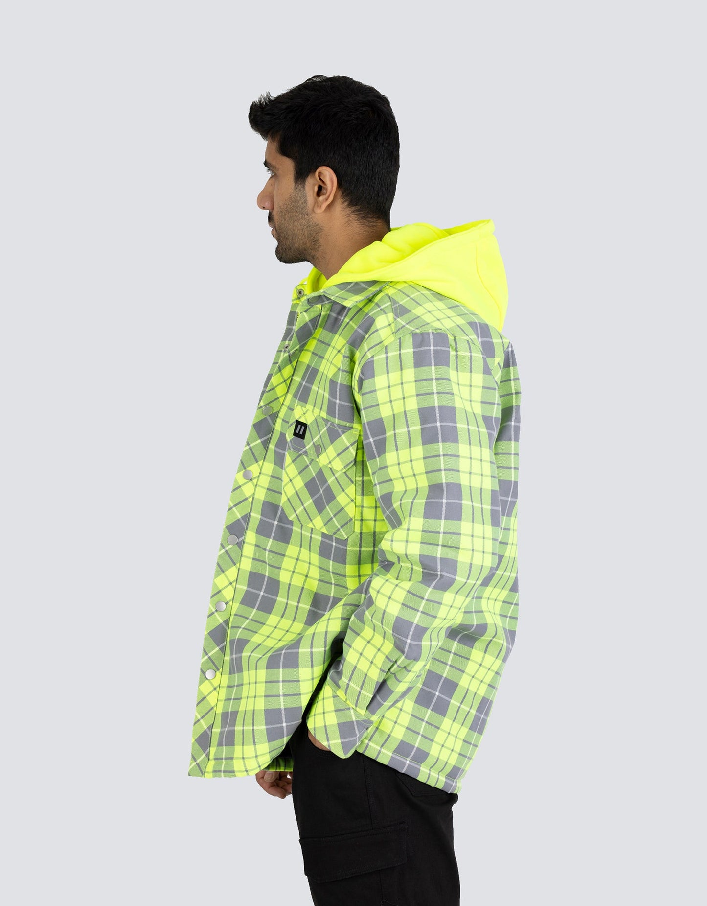 Forcefield Hi Vis Hooded Plaid Quilt-Lined Flannel Shirt Jacket - Misc image 5