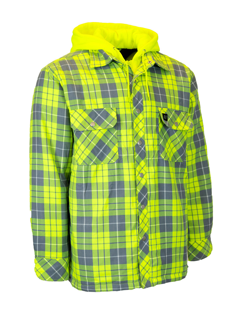 Forcefield Hi Vis Hooded Plaid Quilt-Lined Flannel Shirt Jacket - Misc image 2