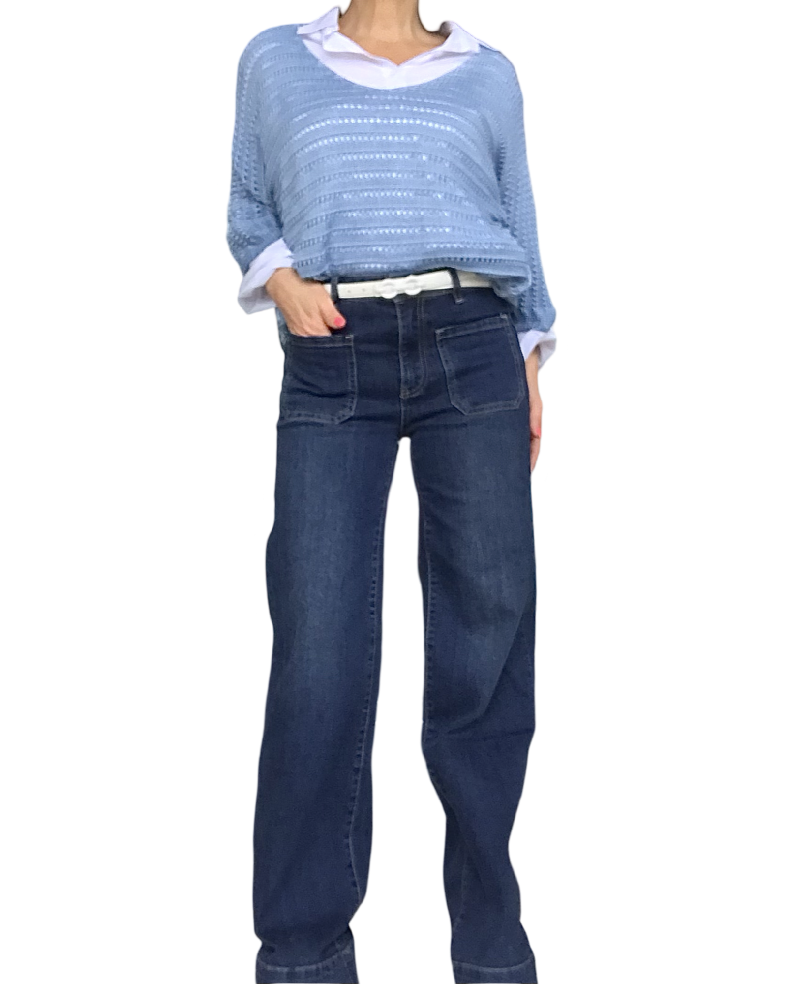 Jeans foncé palazzo, poches appliquées devant - Misc image 2