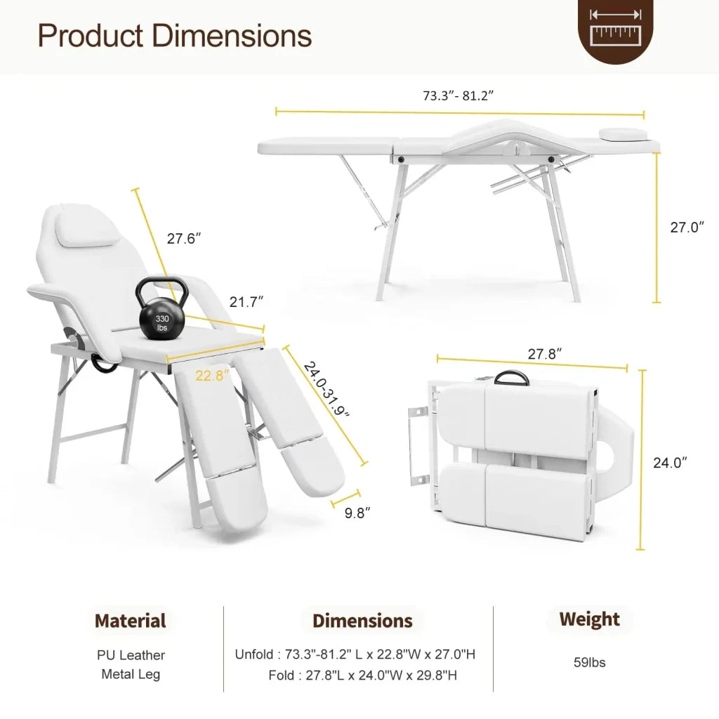 Portable Pedicure chair Facial bed or Tattoo Chair with Storage Bag - Furniture image 2