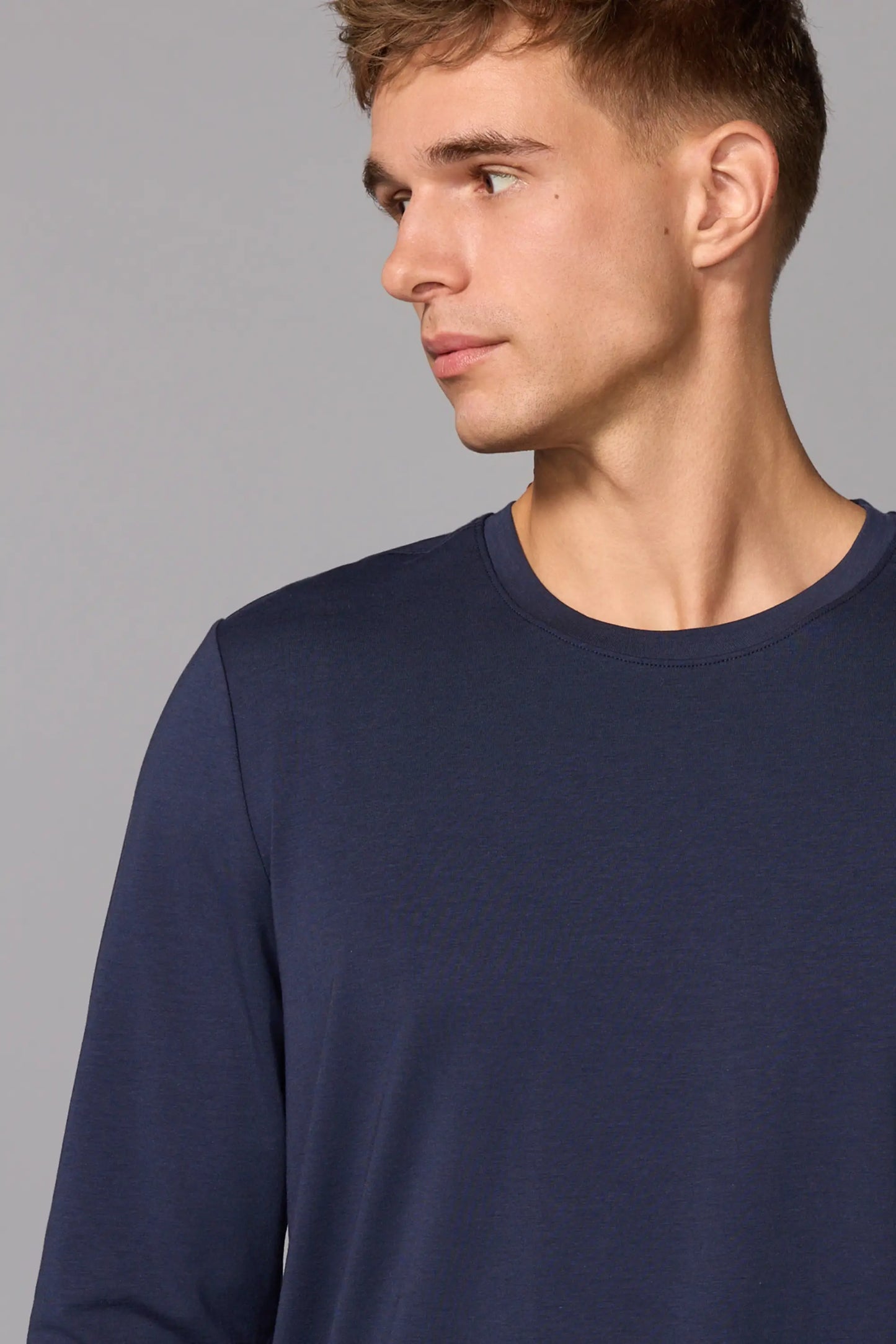 Pima Cotton Long Sleeve Tee - Navy Blazer - Misc image 4