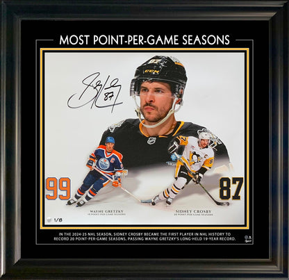 Sidney Crosby Signed 16x20 Photo Framed Photoglass Pittsburgh Penguins Most Point Per-Game Seasons (Limited Edition of 8) - Misc image 1