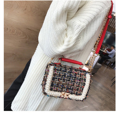 Fashion Woolen Personality Handbag Girl Plaid Messenger Bag - Accessories image 2