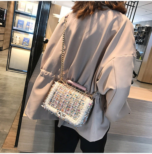 Fashion Woolen Personality Handbag Girl Plaid Messenger Bag - Accessories image 1