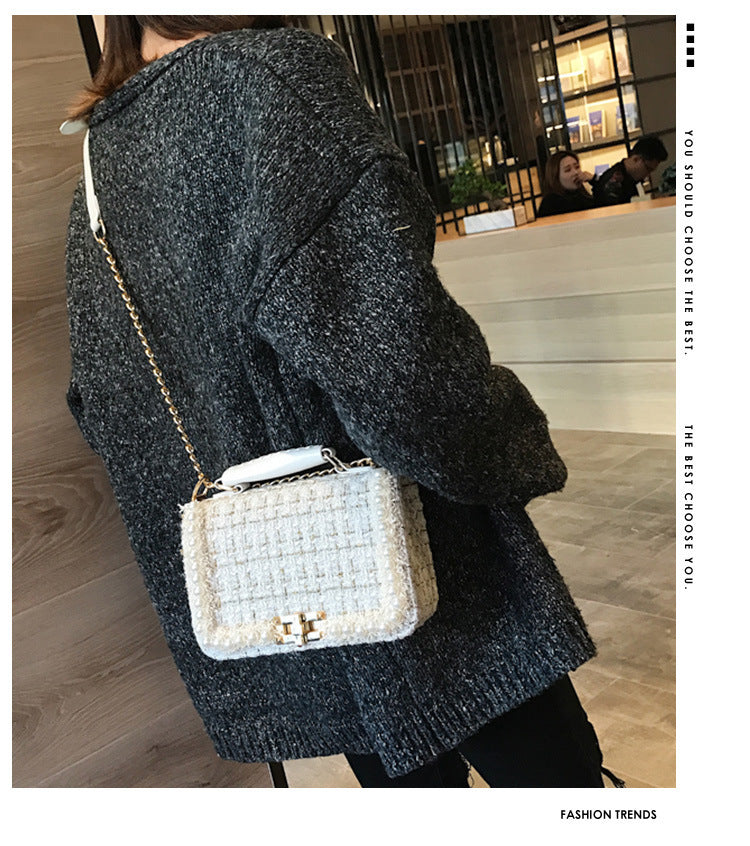 Fashion Woolen Personality Handbag Girl Plaid Messenger Bag - Accessories image 4