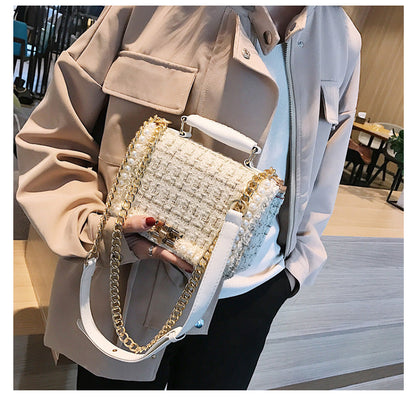Fashion Woolen Personality Handbag Girl Plaid Messenger Bag - Accessories image 5