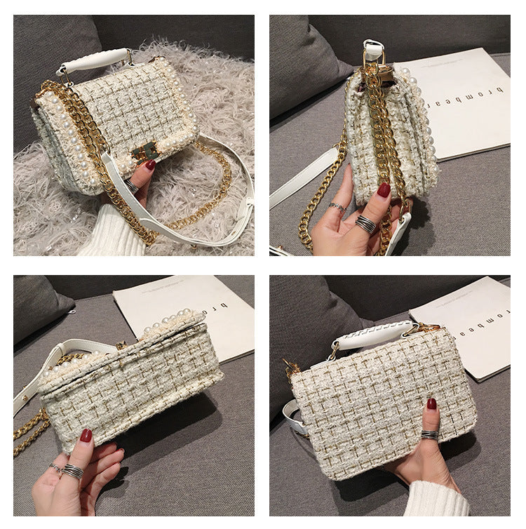 Fashion Woolen Personality Handbag Girl Plaid Messenger Bag - Accessories image 7