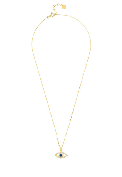 Evil Eye Elliptical Necklace Blue Gold - Jewelry image 3