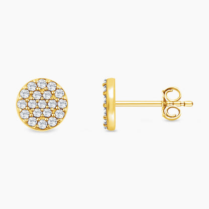 Clustered Disc Diamond Earrings | Yellow Gold - Jewelry image 1
