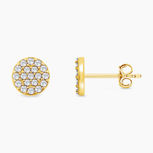 Clustered Disc Diamond Earrings | Yellow Gold - Jewelry image 1