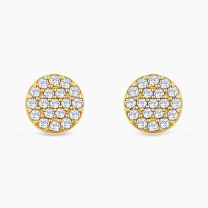 Clustered Disc Diamond Earrings | Yellow Gold - Jewelry image 2