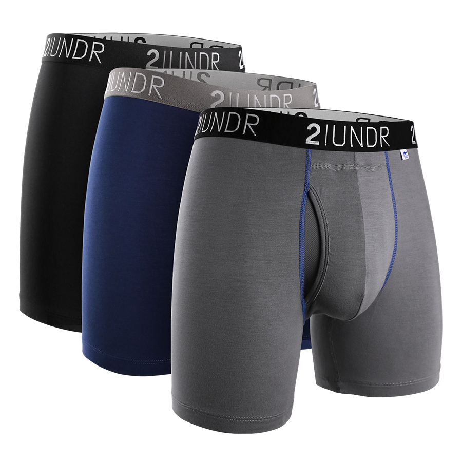 Swing Shift 6" Boxer Brief - 3 Pack Boxset - Black - Grey - Navy - Misc image 1