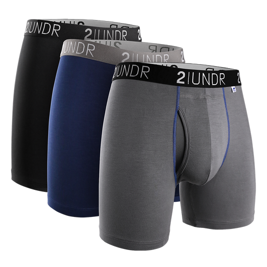Swing Shift 6" Boxer Brief - 3 Pack Boxset - Black - Grey - Navy - Misc image 1