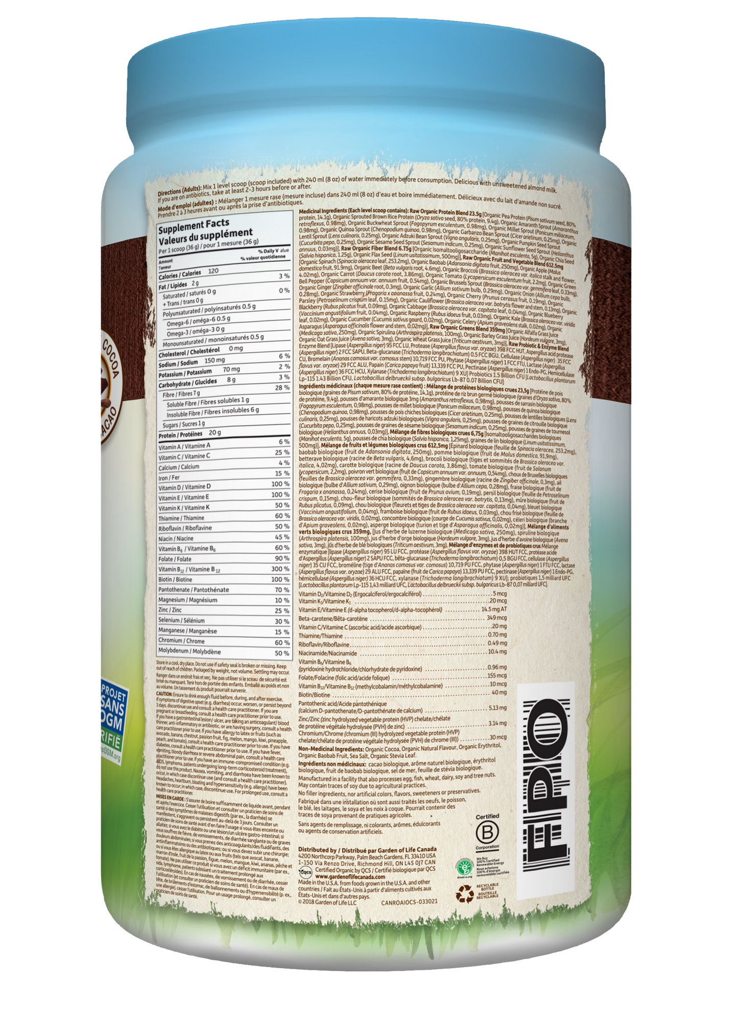 Raw Organic ALL-IN-ONE Shake - Chocolate Cacao - Misc image 3