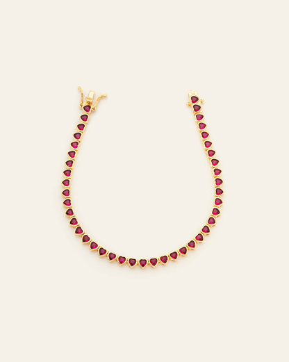 3mm Ruby Heart Tennis Bracelet - Gold Vermeil - Misc image 1