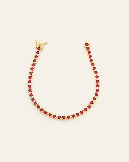 3mm Ruby Heart Tennis Bracelet - Gold Vermeil - Misc image 1