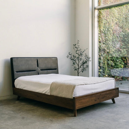 Salvatore - Leather Walnut Storage Bed - Furniture image 16