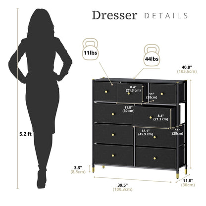 Tall Dresser Storage with Baskets | 4 Tier - 9 Drawers | Chest of Drawers - Apparel image 5