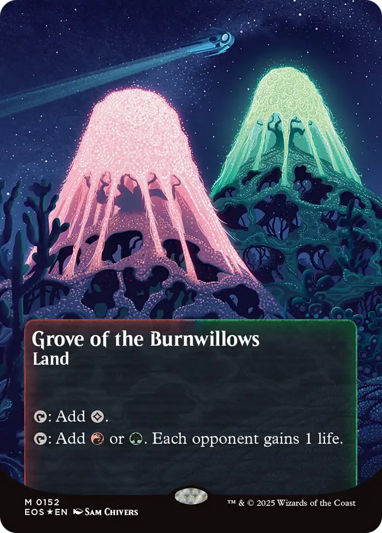 Grove of the Burnwillows (0152) (Borderless) (Galaxy Foil) [Edge of Eternities: Stellar Sights] - Furniture image 1