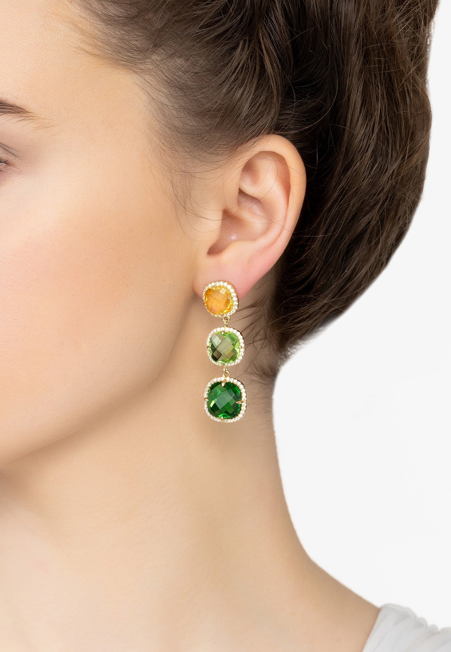 Knightsbridge Earrings Gold Green Citrus - Jewelry image 2