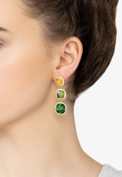 Knightsbridge Earrings Gold Green Citrus - Jewelry image 2