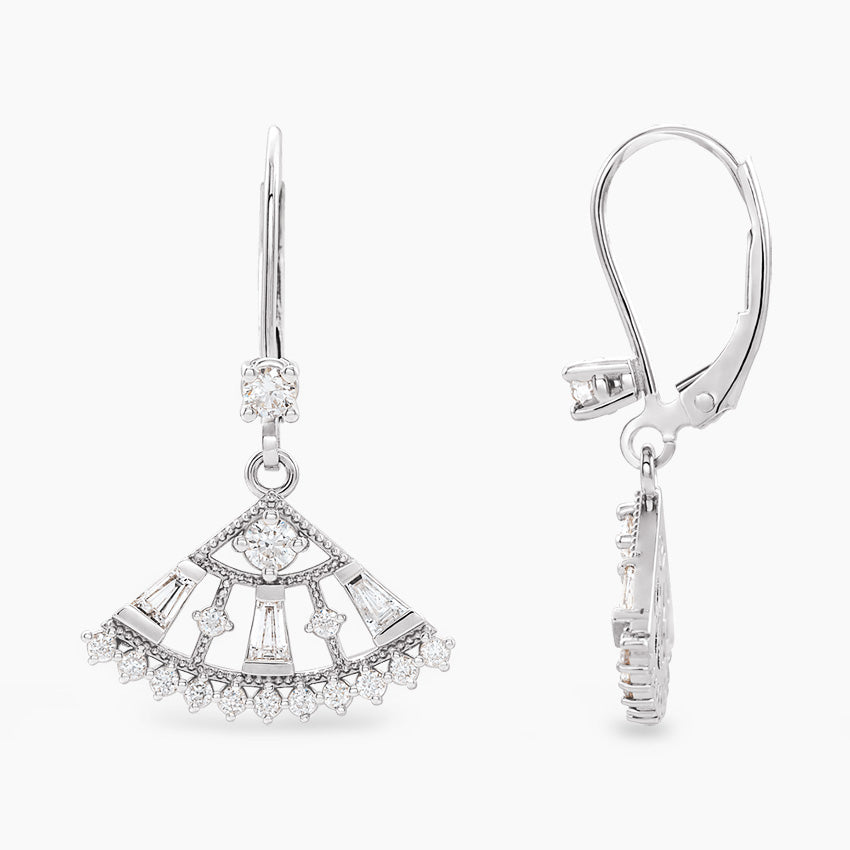 Diamond Fan Earrings | White Gold - Jewelry image 1