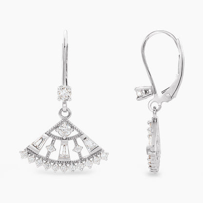 Diamond Fan Earrings | White Gold - Jewelry image 1