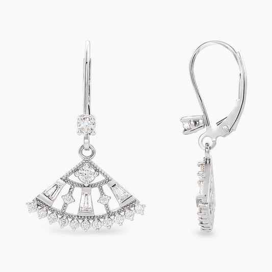 Diamond Fan Earrings | White Gold - Jewelry image 1