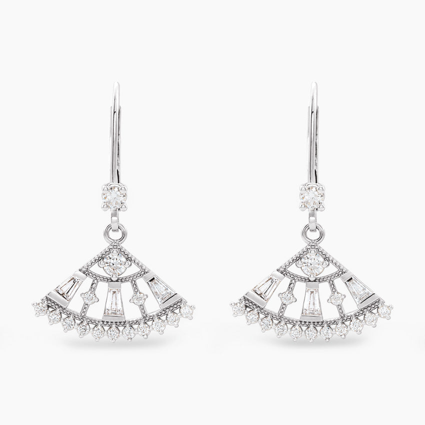 Diamond Fan Earrings | White Gold - Jewelry image 2