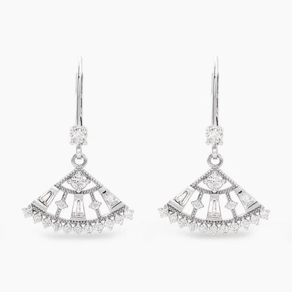 Diamond Fan Earrings | White Gold - Jewelry image 2