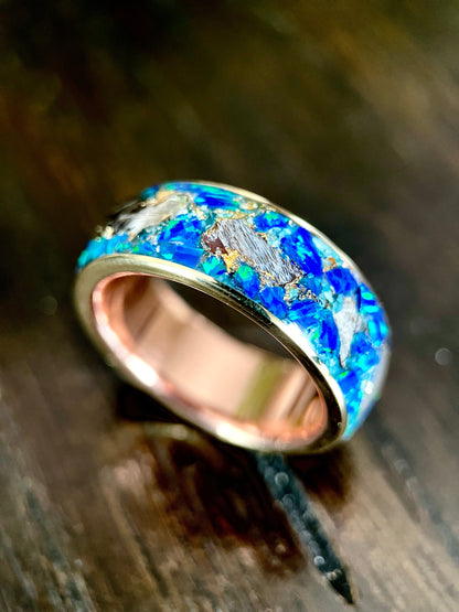 The Glaucus: Meteorite, Opal, and Dino Bone Ring - Jewelry image 5