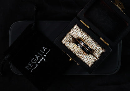 The Canopus: Hammered Black Tungsten with Rose Gold Core - Jewelry image 5