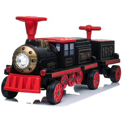 Locomotive Train 12V Ride on Train Car Toy for Kids and Parents with Carriage - Toys & Games image 1