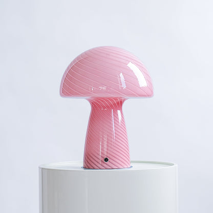 Glass Mushroom Table Lamp, Large Close Top, Pink - Home Decor image 2