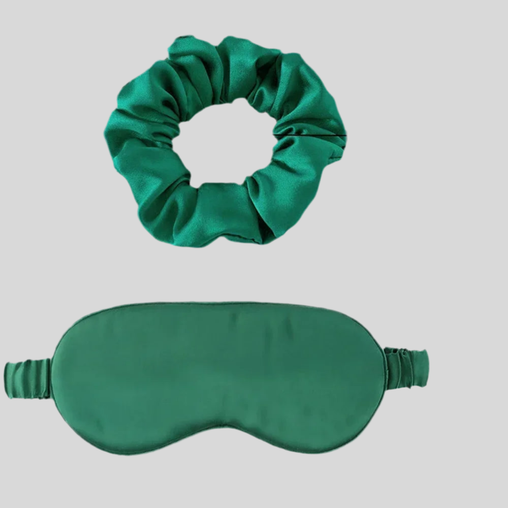 Natural Mulberry Silk Eye Mask, Pillowcase, and Hair Tie Set - Bedding image 2