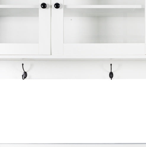 63W Large Kitchen Hutch Cabinet, Freestanding Pantry Cabinets Storage Kitchen Cupboard With 4 Doors, 4 Drawers & Microwave Shelf, White - Kitchen & Dining image 9