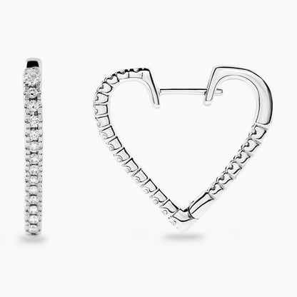 Diamond Hearted Hoops | White Gold - Jewelry image 1