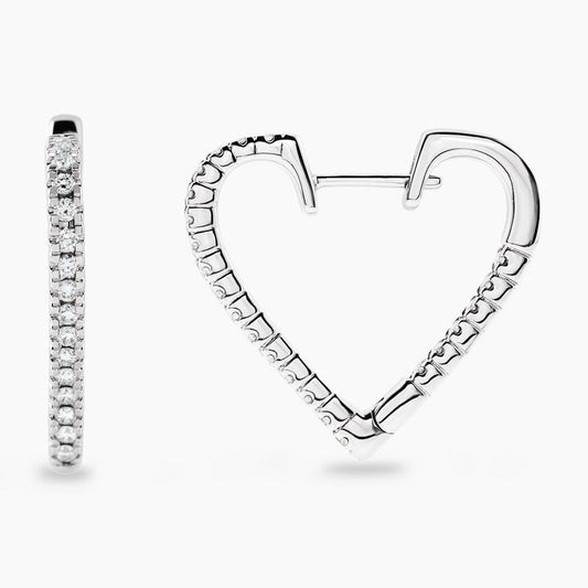 Diamond Hearted Hoops | White Gold - Jewelry image 1