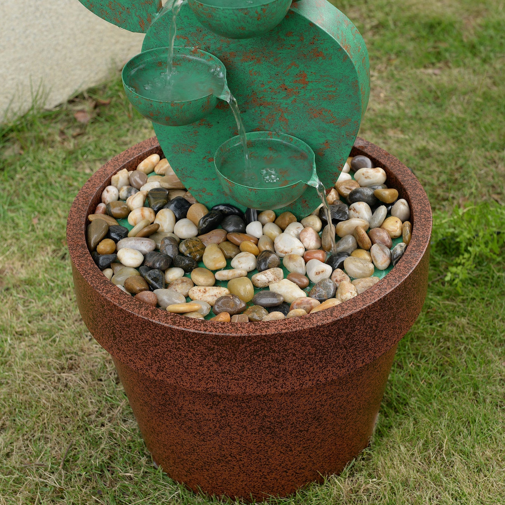 79533-B - Metal Cactus Fountain with River Stones - Outdoor - Bedding image 3