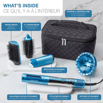 BaBylissPRO Nano Titanium Style/Switch Ionic 5 in 1 Multi-Styler & Hair Blow Dryer Attachments Include-Dryer, Paddle Brush, 1-3/4" Round Brush, Diffuser & Smoothing Attachment, Cold Shot, Hot Air Styler, Dual Voltage - Beauty image 9