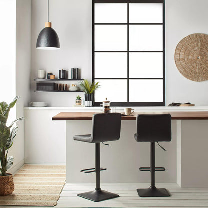 Black Matte Faux Leather and Metal Adjustable Bar Stool - Misc image 2