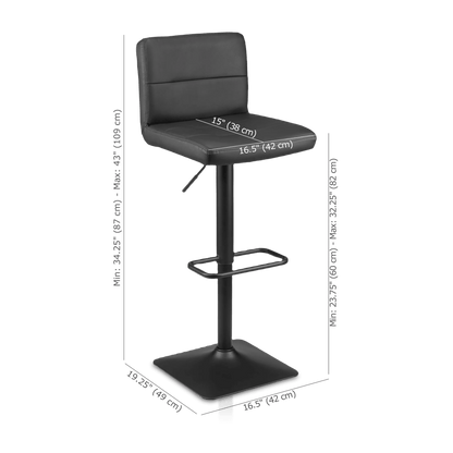 Black Matte Faux Leather and Metal Adjustable Bar Stool - Misc image 4
