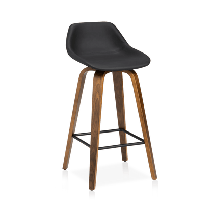 Faux Leather and Walnut Wood Bar Stool - Misc image 1