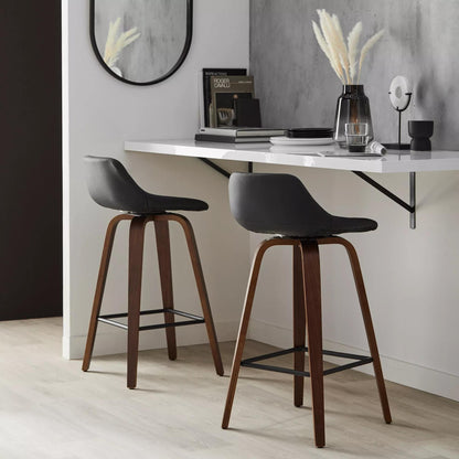 Faux Leather and Walnut Wood Bar Stool - Misc image 4