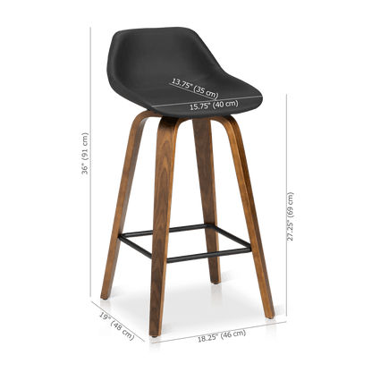 Faux Leather and Walnut Wood Bar Stool - Misc image 5