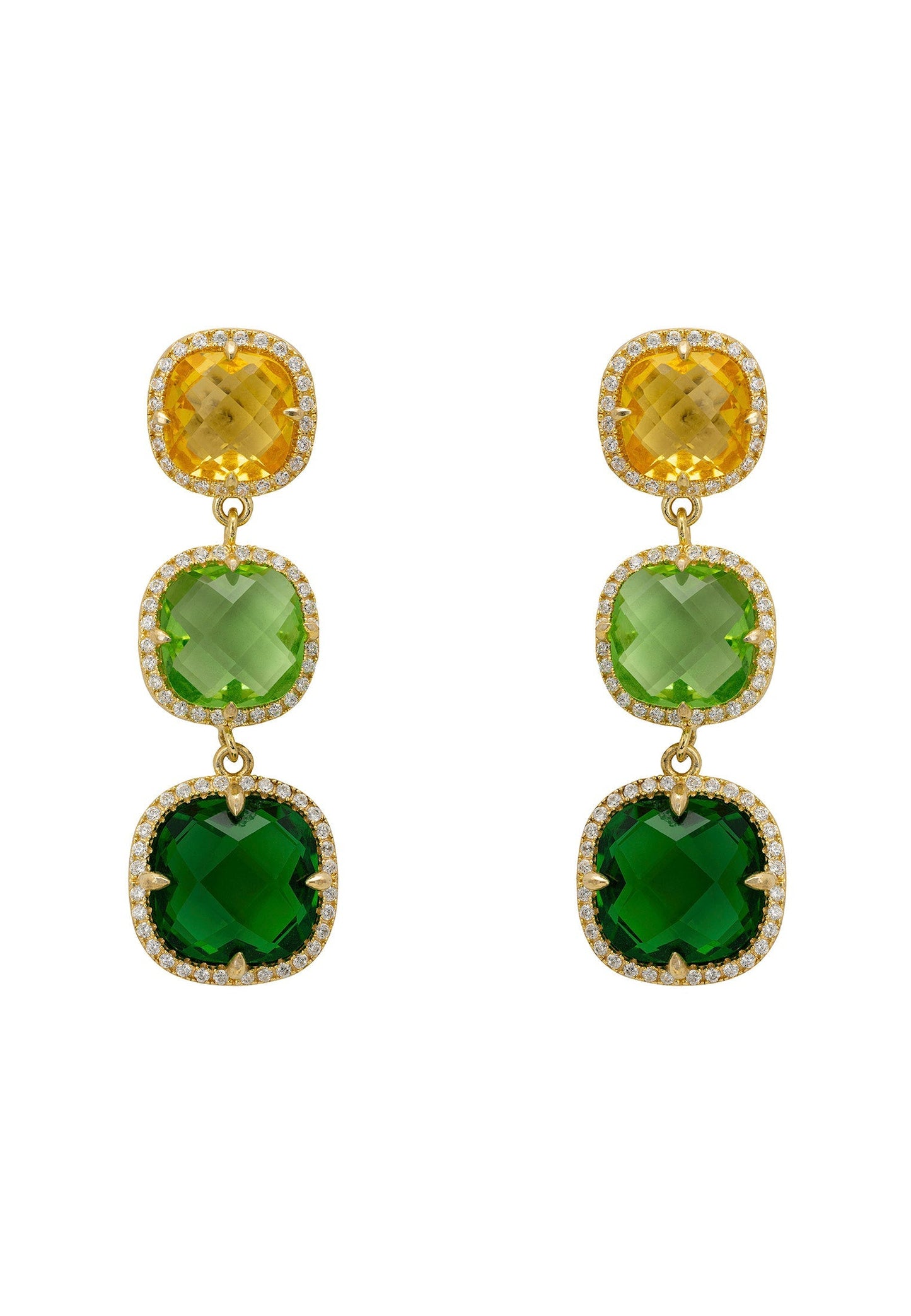 Knightsbridge Earrings Gold Green Citrus - Jewelry image 1