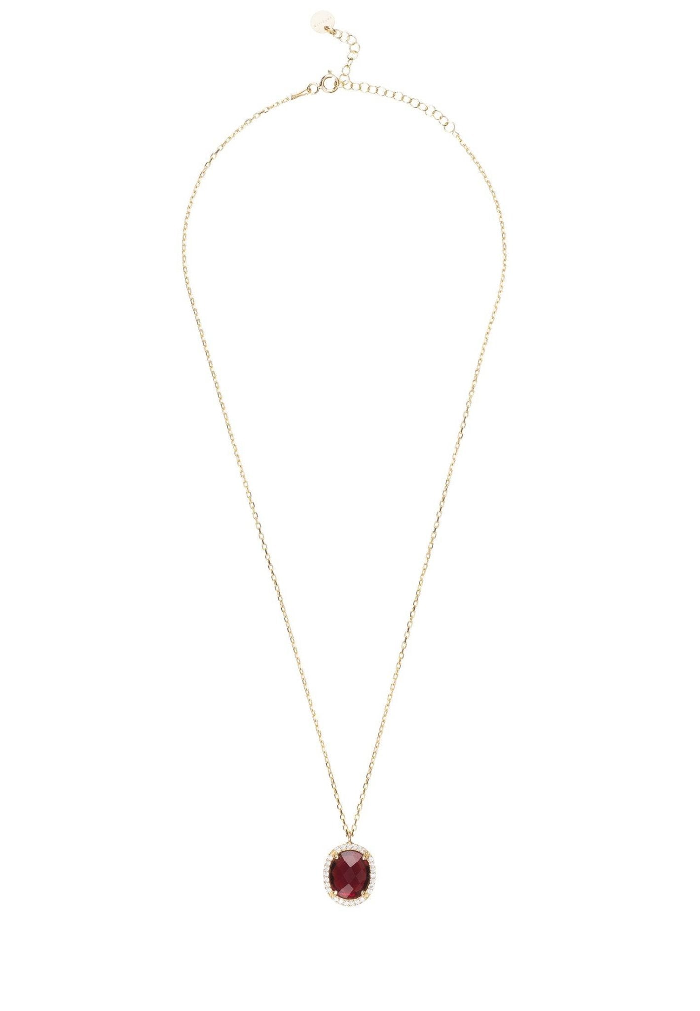 Beatrice Oval Gemstone Pendant Necklace Gold Garnet - Jewelry image 4