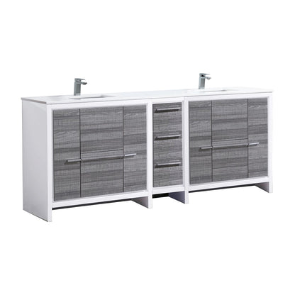 Dolce 84″ Double Sink Modern Bathroom Vanity with Quartz Counter-Top - Home Decor image 5