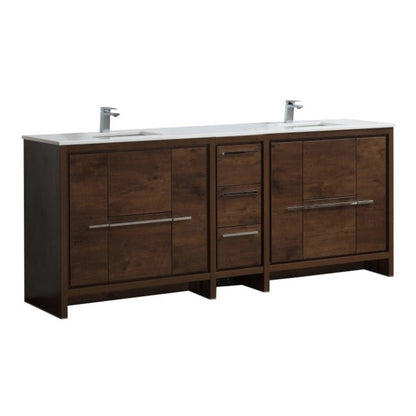 Dolce 84″ Double Sink Modern Bathroom Vanity with Quartz Counter-Top - Home Decor image 4
