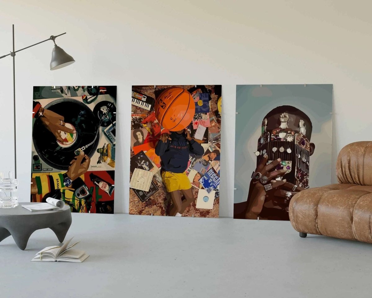 Abstract Black Man Wall Art Set of 12 - Home Decor image 2